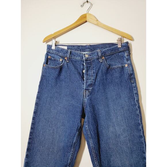 Gap Womens 31 Tall Cheeky Straight High Rise Jeans 12‎ LONG Dark Wash Stretch - Picture 3 of 11